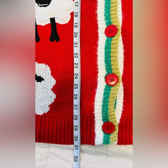 Christmas Cardigan Style Sweater Lamb Bells Ugly Sweater Size L NWT - Picture 10 of 10